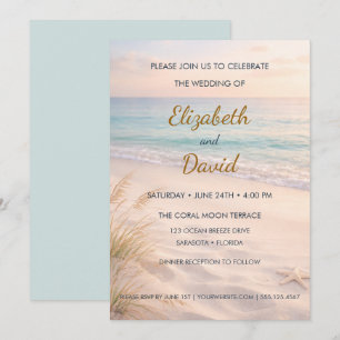 Invitación de boda de costa con orilla serena