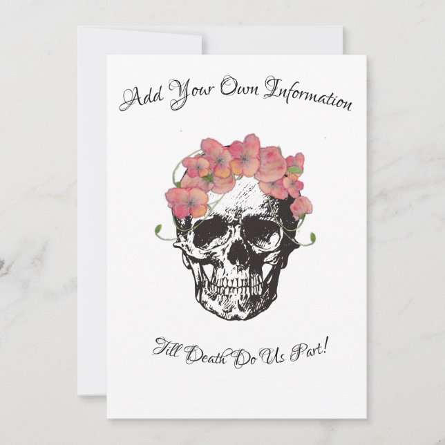 Invitación de Boda de Cráneo Hasta que la Muerte N (Anverso)