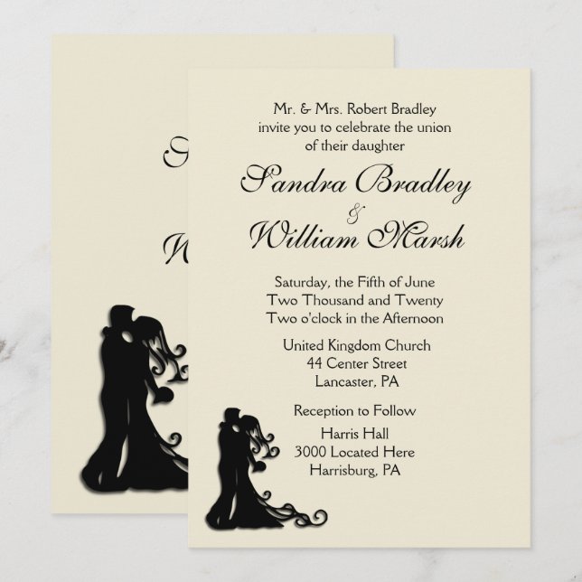 Invitación de boda de crema (Anverso / Reverso)