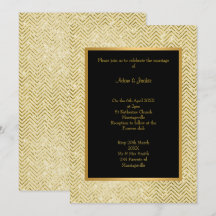 INVITACIÓN DE BODA DE CREMA DE ORO NEGRO CHEVRON