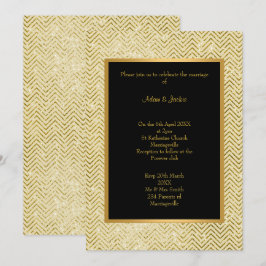 INVITACIÓN DE BODA DE CREMA DE ORO NEGRO CHEVRON