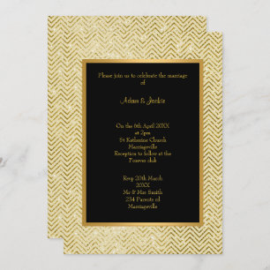 INVITACIÓN DE BODA DE CREMA DE ORO NEGRO CHEVRON