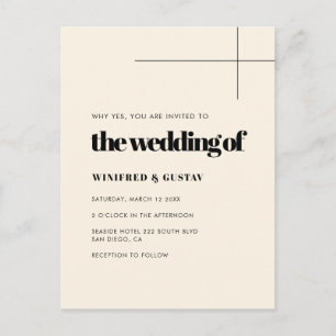 Invitación de boda de crema elegante y sencilla