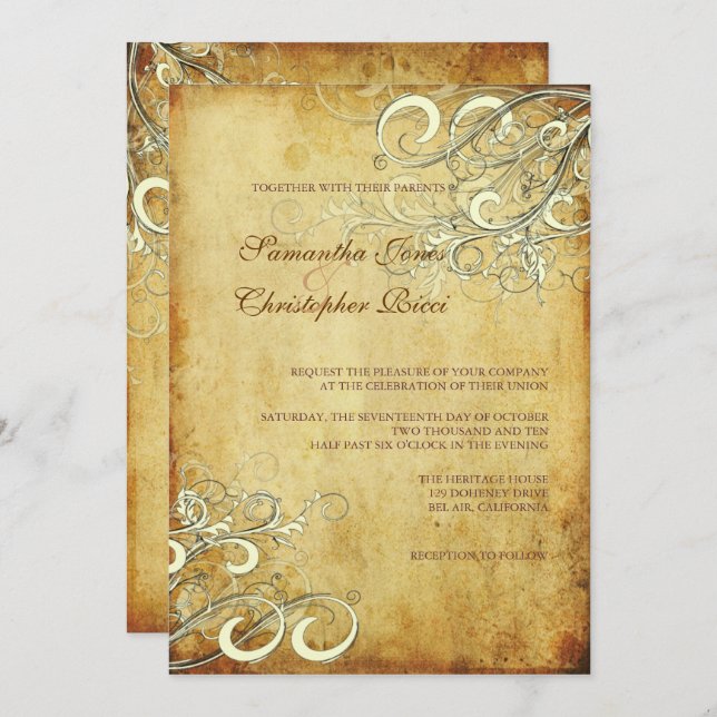 INVITACIÓN DE BODA DE CREMAS DE VINTAJE PixDezines (Anverso / Reverso)
