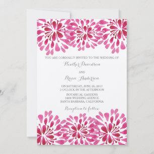 Invitación de boda de crisantemos con acuarela ros