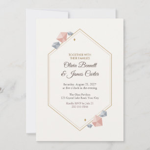 Invitación de boda de cristal hexagonal geométrico