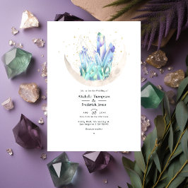 Invitación de boda de cristales de acuarela geomét