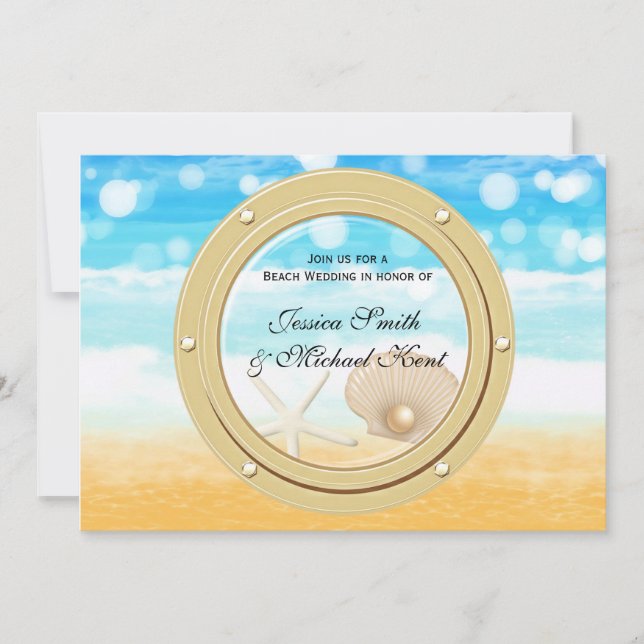 Invitación de boda de crucero de barco de mar de p (Anverso)