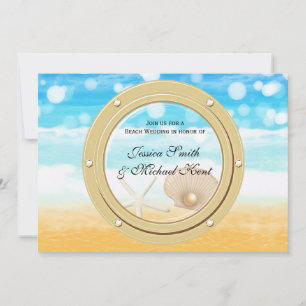 Invitación de boda de crucero de barco de mar de p
