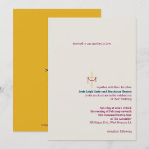 Invitación de boda de cruz y tela
