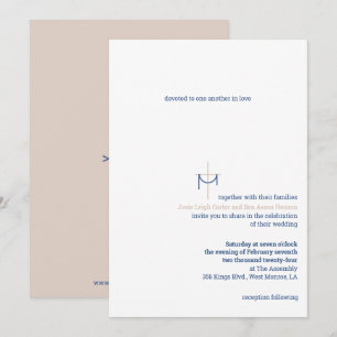 Invitación de boda de cruz y tela