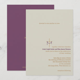 Invitación de boda de cruz y tela