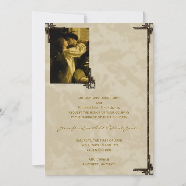 Invitación de Boda de Cuento de Hadas de Romeo y J (Anverso)
