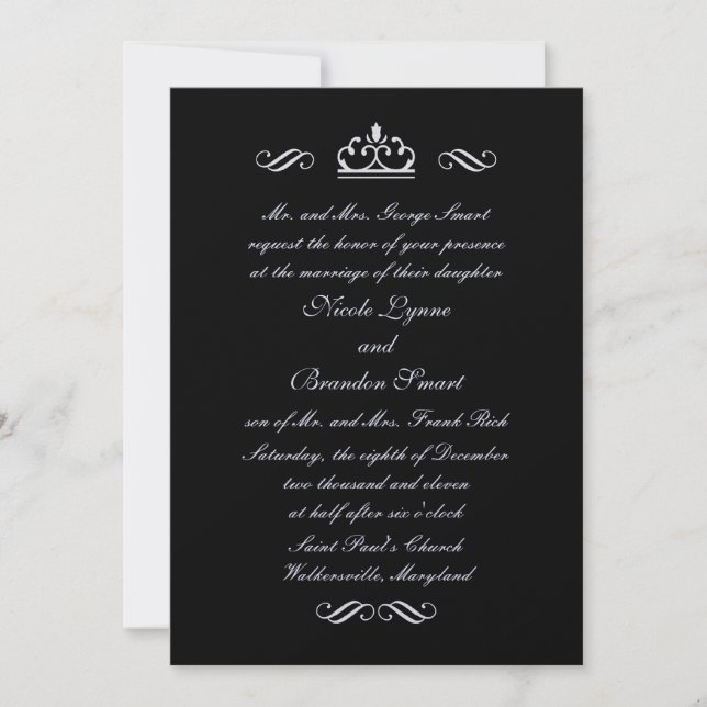 Invitación de boda de cuento de hadas plateado (Anverso)