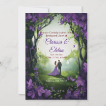 Invitación de boda de cuentos de hadas florales pú