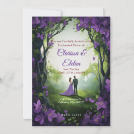 Invitación de boda de cuentos de hadas florales pú