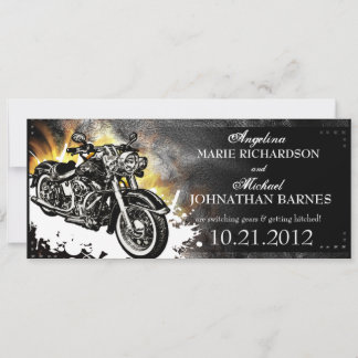 Invitación de boda de cuero con tachuelas de motoc