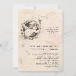 Invitación de boda de Cupido vintage