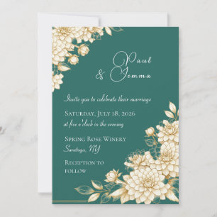 Invitación de boda de dahlia floral elegante