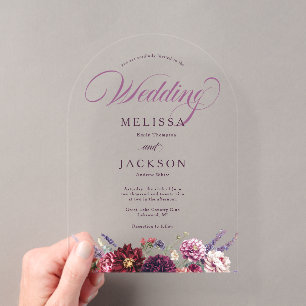 Invitación de boda de dalia de flor de otoño