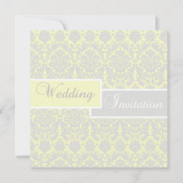 Invitación de boda de damasco amarillo, blanco y g
