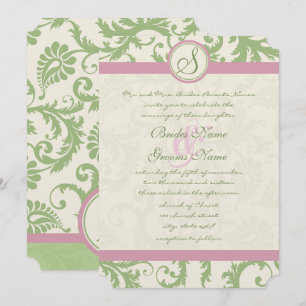 Invitación de boda de damasco con pétalo de rosa d