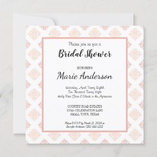 Invitación de boda de damasco con suave rubor a la
