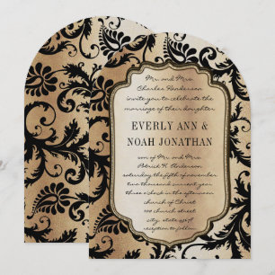 Invitación de boda de damasco de hielo metálico ne