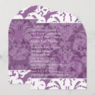 Invitación de boda de damasco de lila lavanda