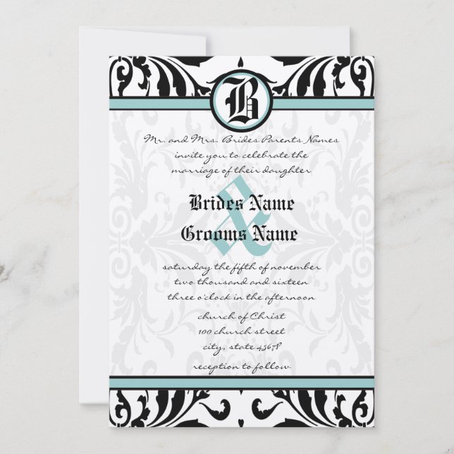 Invitación de boda de Damasco del Renacimiento Med (Anverso)