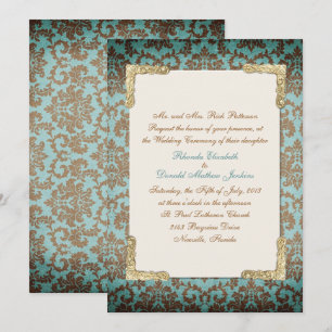 Invitación de boda de Damasco francés antiguo chic