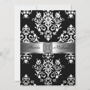 Invitación de boda de Damasco Negro Damasco