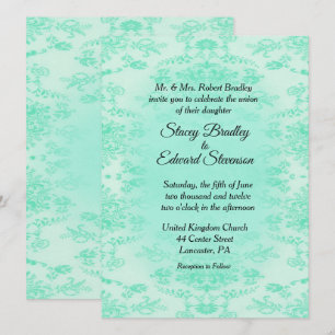Invitación de boda de damasco verde menta