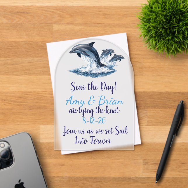 Invitación de Boda de Delfín Oceánico Aprovecha el (Insitu (Tarjeta de Invitación))