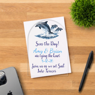 Invitación de Boda de Delfín Oceánico Aprovecha el