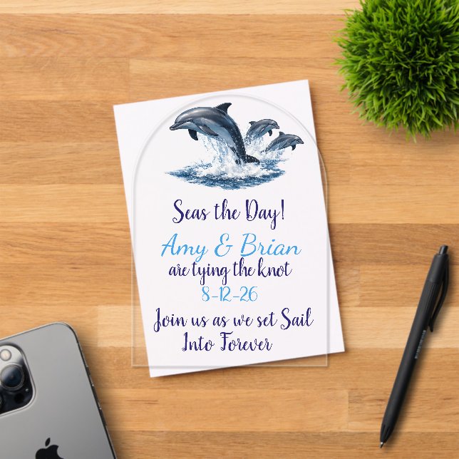 Invitación de Boda de Delfín Oceánico Aprovecha el (Insitu (Tarjeta de Invitación))