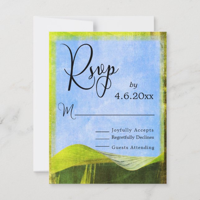 Invitación de boda de destino boho de hoja de plát (Anverso)
