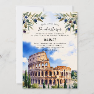 Invitación de boda de destino con horizonte de ROM
