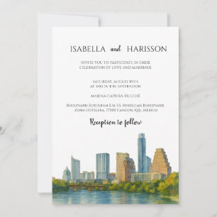Invitación de boda de destino con la silueta de Au