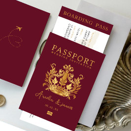 Invitación de boda de destino de pasaporte Falso o