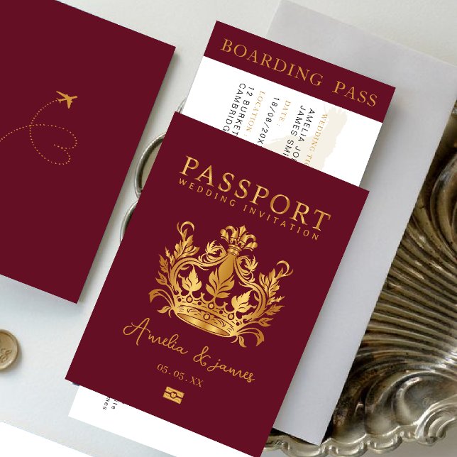 Invitación de boda de destino de pasaporte Falso o (Subido por el creador)