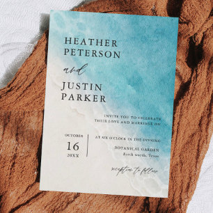 Invitación de Boda de Destino de Verano Playa Azul