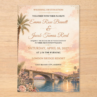 Invitación de boda de destino en el lago Havasu