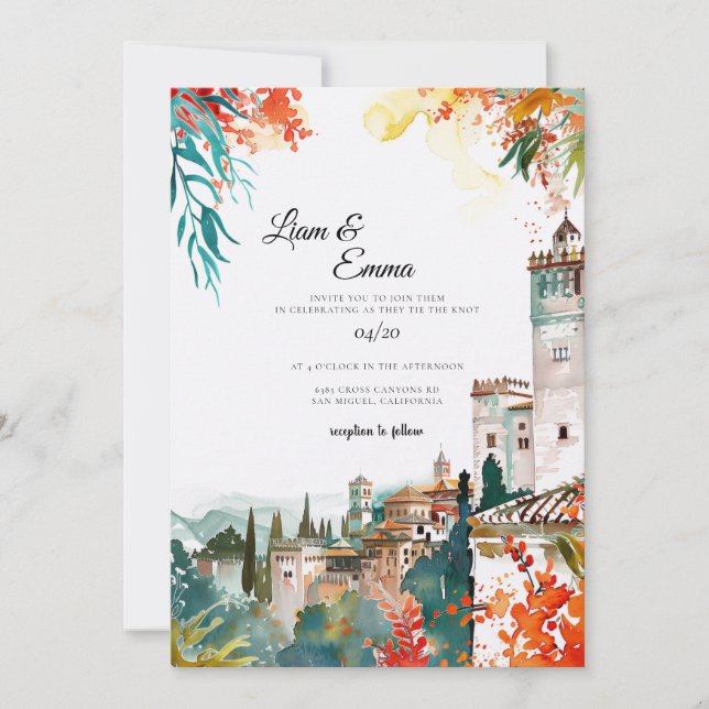 Invitación de boda de destino en España España (Anverso)