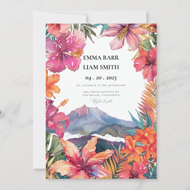 Invitación de boda de destino en Hawái (Anverso)