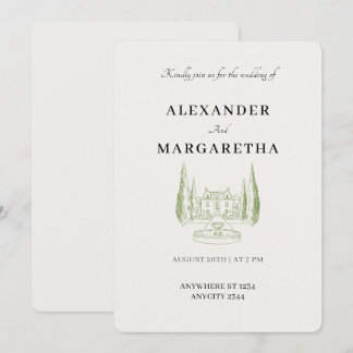 Invitación de boda de destino en villa italiana