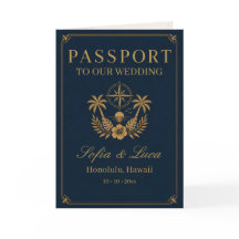 Invitación de boda de destino Pasaporte Tropical