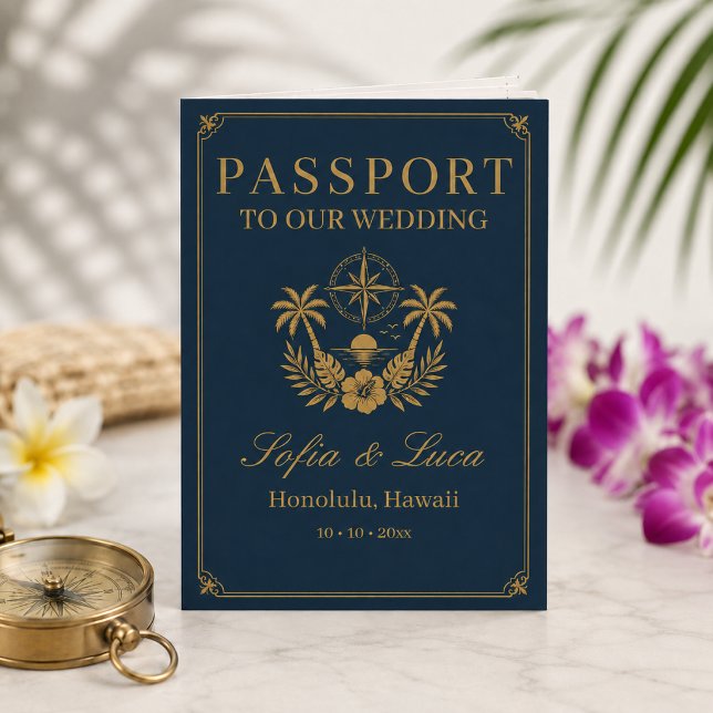 Invitación de boda de destino Pasaporte Tropical (Subido por el creador)