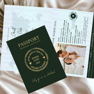 Invitación de Boda de Destino Pasaporte Verde