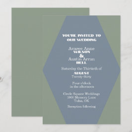 Invitación de boda de diamante de dos colores azul